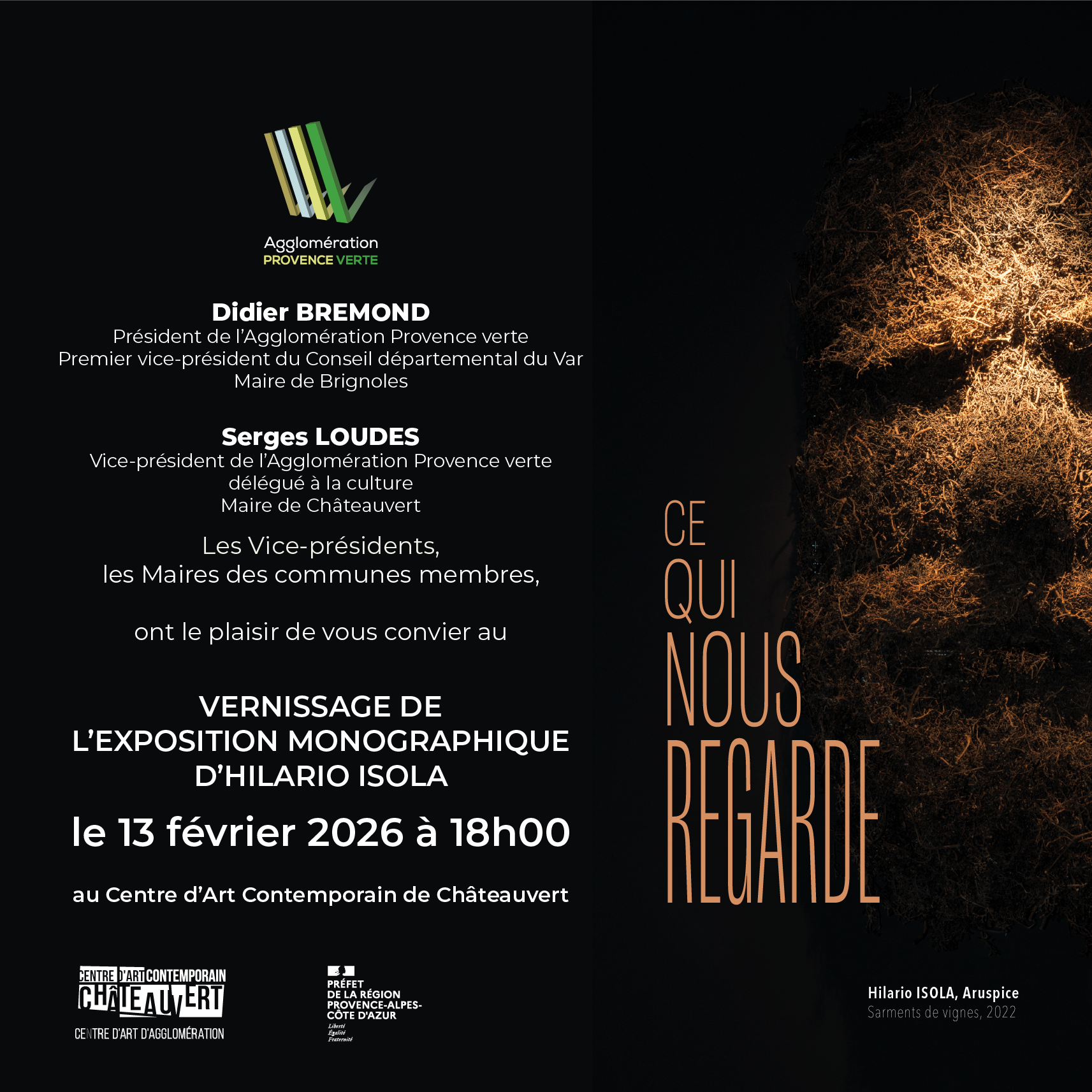 Invitation de l'exposition ce qui nous regarde